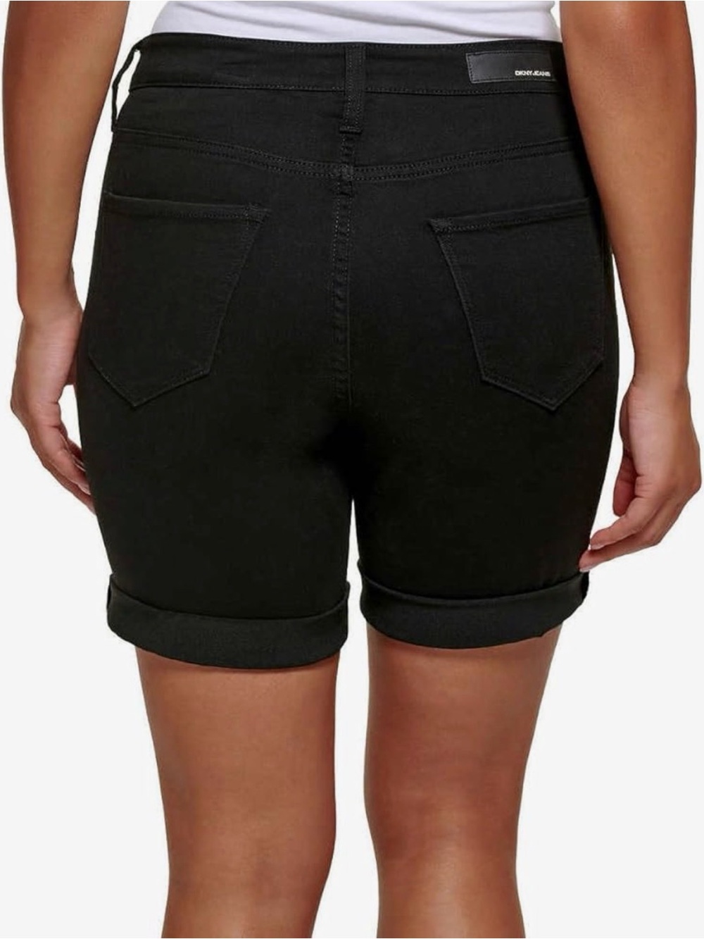NWT DKNY Jeans 9" Black Midweight Stretchy Cuffed Bermuda Shorts (10) - Picture 3 of 14